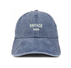 Baseball Caps Small Vintage 1989 Embroidered 31st Birthday Washed Pigment Dyed Cap - Navy - CT18C6YIYMX $19.67