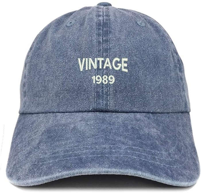 Baseball Caps Small Vintage 1989 Embroidered 31st Birthday Washed Pigment Dyed Cap - Navy - CT18C6YIYMX $19.67