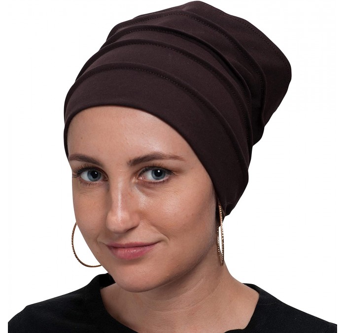 Skullies & Beanies Chemo Cap Women's Slouchy Beanie Headwear - Soft Elastic Inner Headband - Coffee - CI193CHTXT7 $17.36