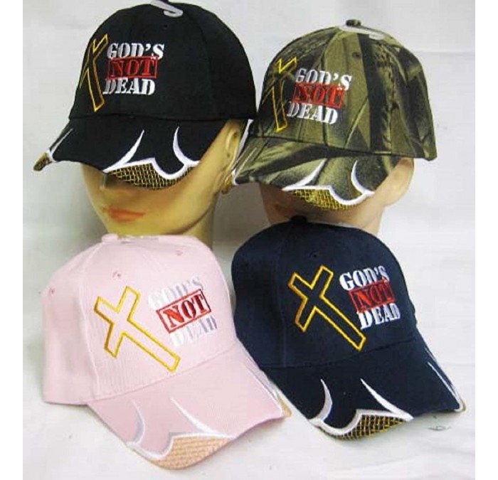 Skullies & Beanies God's Not Dead Christian Cross Black Embroidered Cap Hat 842A - CJ1802MQ0N3 $12.00