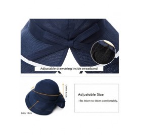 Sun Hats Packable UPF Straw Sunhat Women Summer Beach Wide Brim Fedora Travel Hat Bowknot - 89345_beige - CC17YLNSCTE $15.01