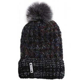 Berets Knit Caps For Women Wool Cosy Warm Beanie Winter Hat Ski Crochet Cap Pom Pom - Black - CK18IQ7OUK5 $9.98