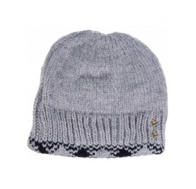 Skullies & Beanies Womens Winter Knit Plush Fleece Lined Beanie Ski Hat Sk Skullie Various Styles - Button Gray - CU18UUQI0CO...