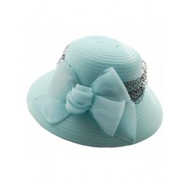 Sun Hats Women's Derby Cloche Hat Organza Church Wedding - Turquoise/Black - CL18QNHXL77 $25.31