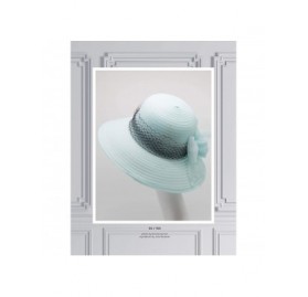 Sun Hats Women's Derby Cloche Hat Organza Church Wedding - Turquoise/Black - CL18QNHXL77 $25.31