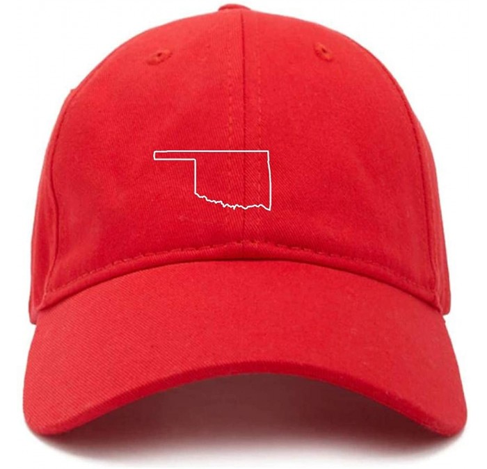 Baseball Caps Oklahoma Map Outline Dad Baseball Cap Embroidered Cotton Adjustable Dad Hat - Red - CX18ZO4M6X8 $14.14