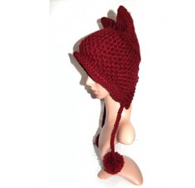Skullies & Beanies Women's Hat Cat Ear Crochet Braided Knit Caps Warm Snowboarding Winter (One Size- Wine Red) - C912O2RUPWU ...