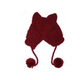 Skullies & Beanies Women's Hat Cat Ear Crochet Braided Knit Caps Warm Snowboarding Winter (One Size- Wine Red) - C912O2RUPWU ...