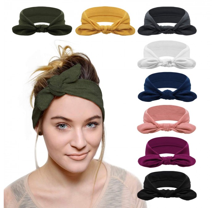 Headbands 8 Pack Headbands for Women Yoga Hairbands Vintage Criss Cross Knot Head Wrap - 8 Pack F - CX18YHLASSX $27.43