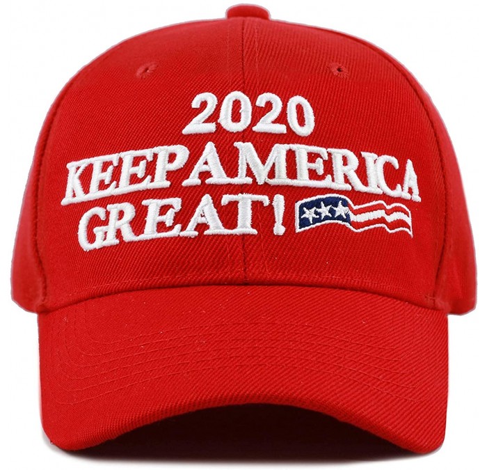 Skullies & Beanies Trump 2020 Keep America Great 3D Embroidery American Flag Baseball Cap - 018 Red - CM18WN03RUG $9.77
