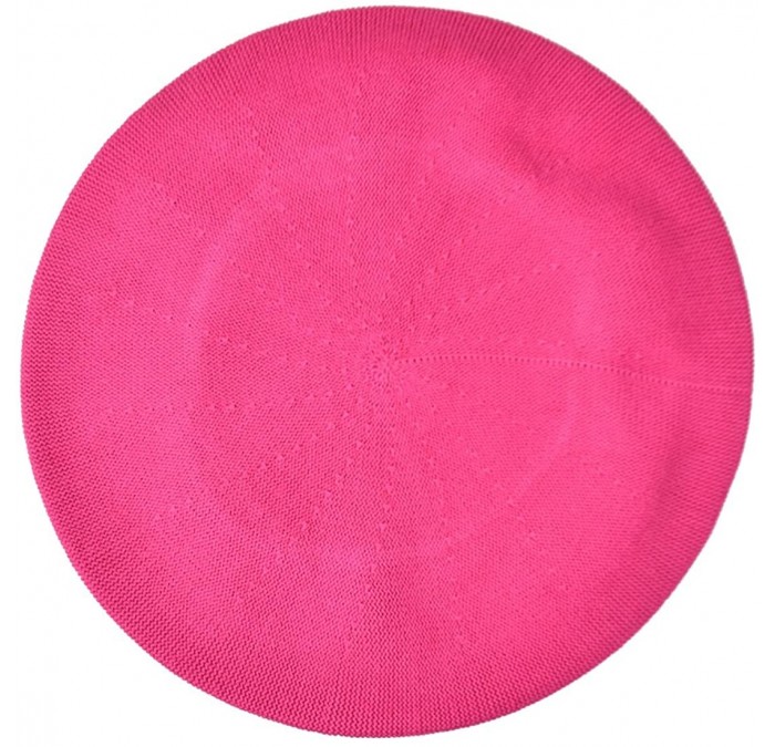 Berets Beret for Women 100% Cotton Solid - Hot Pink - C8184OQL5MW $49.73