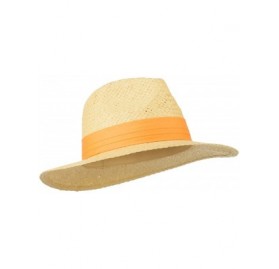 Cowboy Hats Panama Straw Fedora Hat - Coral - CA11VTJ39QF $16.34