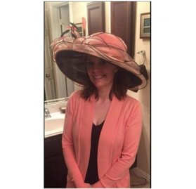 Sun Hats Women Race Hats Organza Hat with Ruffles Feathers - Pink/Black - CK11O9OCTEF $62.68