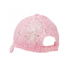 Baseball Caps Lace Ball Cap for Women- Glitter Baseball Cap. Pink - CC186G9MNEC $10.04