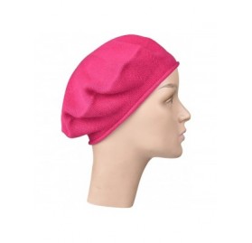 Berets Beret for Women 100% Cotton Solid - Hot Pink - C8184OQL5MW $22.66