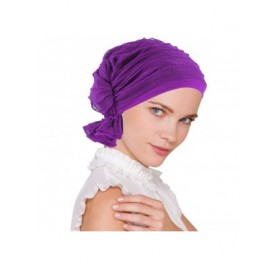 Skullies & Beanies The Abbey Cap in Ruffle Fabric Chemo Caps Cancer Hats for Women - 17- Ruffle Purple Plum - CK122U856PP $25.47