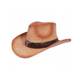 Cowboy Hats Western Outback Cowboy Hat Men's Women's Style Straw Felt Canvas - 028 Brown Bull Head - C818YZDQZX7 $22.83