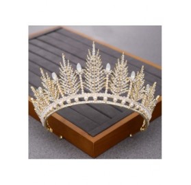 Headbands Luxurious Bridal Crowns And Tiaras Gold Tiara Crystal Rhinestone Wedding Crown-Light Gold16 - Light Gold16 - C41920...
