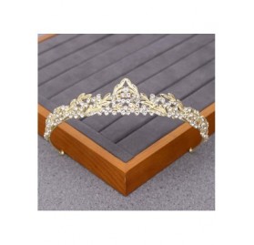 Headbands Luxurious Bridal Crowns And Tiaras Gold Tiara Crystal Rhinestone Wedding Crown-Light Gold16 - Light Gold16 - C41920...