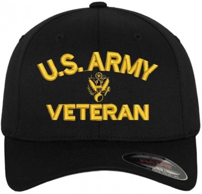 Baseball Caps Army U.S. Army Veteran Flexfit Baseball Cap Hat Black - CL182OSAETE $26.60