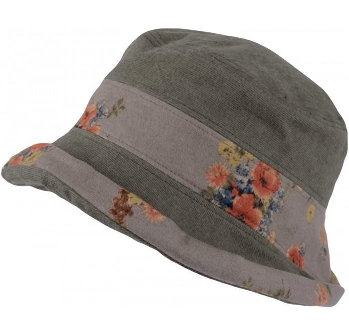 Bucket Hats Bucket Hat Packable Floral Fall Winter Women Lady Cap SLB1233 - Grey - CI18A9MWR9L $45.04