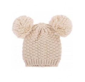 Skullies & Beanies Womens Winter Thick Cable Knit Beanie Hat with Faux Fur Pompom Ears - Z_beige Beanie - C418HSTKIUZ $13.33