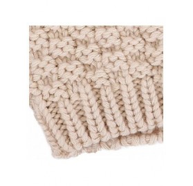 Skullies & Beanies Womens Winter Thick Cable Knit Beanie Hat with Faux Fur Pompom Ears - Z_beige Beanie - C418HSTKIUZ $13.33