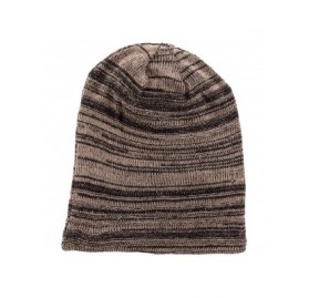 Skullies & Beanies Mens Beanie Hat Long Slouchy Striped Ribbed Knit Hat Lightweight Thick - Brown/Black - CL188HH2XI6 $9.53