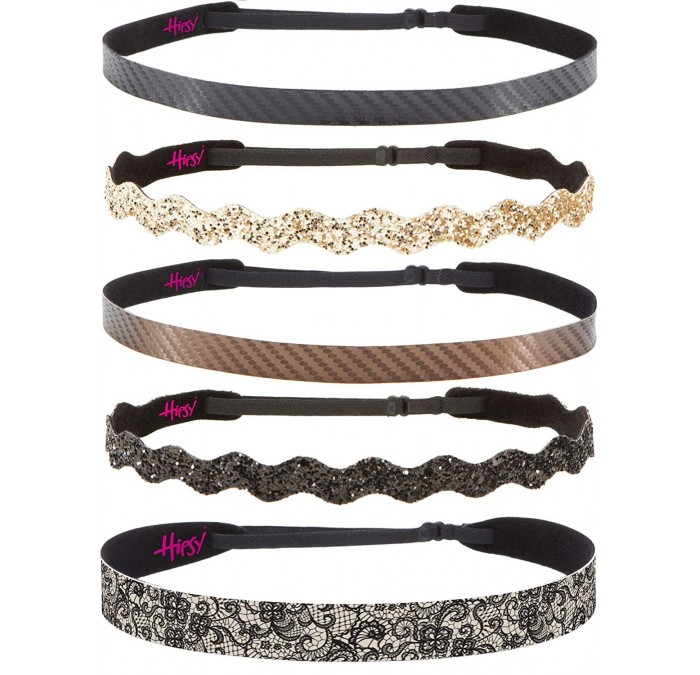 Headbands Cute Fashion Adjustable No Slip Hairband Headbands for Women Girls & Teens (Essential Black/Brown/Gold 5pk) - C9185...