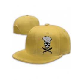 Baseball Caps Skull Chef Mustache Snapback Flat Baseball Cap Men's Adjustable - Yellow - C8196XMT99W $14.68