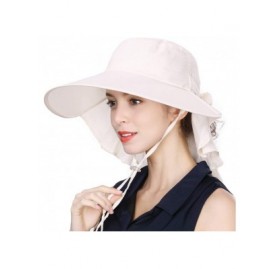 Sun Hats Womens Packable SPF 50 Ponytail Sun Hat Summer Mask Hiking Gardening Beach Fishing 57-59cm - 99001beige - CN18D0ZY2R...