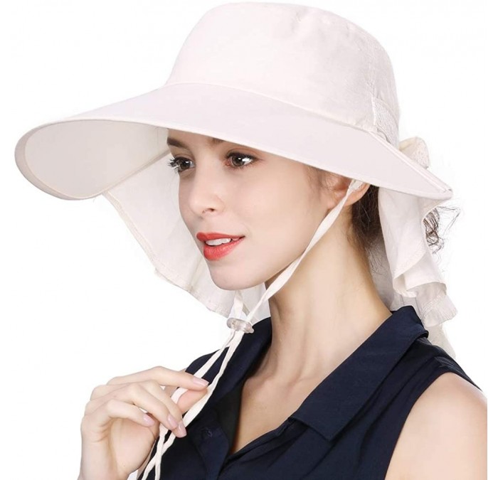 Sun Hats Womens Packable SPF 50 Ponytail Sun Hat Summer Mask Hiking Gardening Beach Fishing 57-59cm - 99001beige - CN18D0ZY2R...