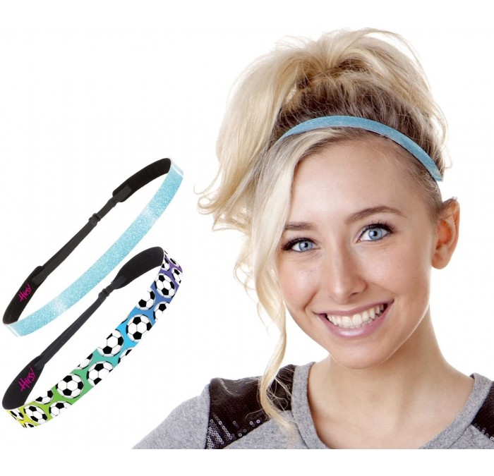 Headbands Adjustable Non Slip Smooth Glitter & Sports Headbands for Girls & Teens Multi Packs - CZ189ZZYKG7 $17.46