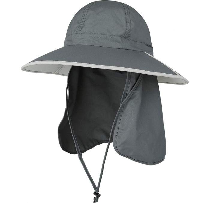 Sun Hats Taslon UV Folding Large Brim Hat - Charcoal - CG11LV4GXAV $46.81