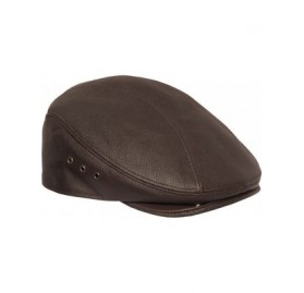 Newsboy Caps Men's Genuine Made in The USA Leather Ivy Flat Cap Hat - Brown - C211JI71ACJ $17.43