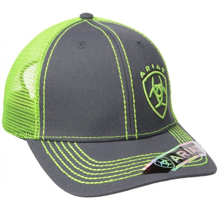 Baseball Caps Men's Clean Neon Corner Logo - Lime Green - C512FV2M44N $30.84