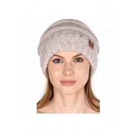 Skullies & Beanies Knit Beanie Hat- Soft Warm Cable Winter Chunky Cap- Oversized Slouchy Stretching- Pompom- for Women - Rose...