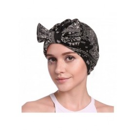 Skullies & Beanies Cotton Turbans for Women Flower Knot Headwrap Pre-Tied Bonnet Boho Pattern Chemo caps for Hair Loss - C218...