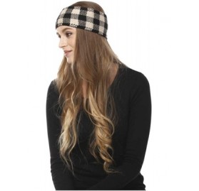 Headbands Women's Winter Knitted Headband Ear Warmer Head Wrap (Flower/Twisted/Checkered) - Black - Checker - CD18HD6MA6S $7.28