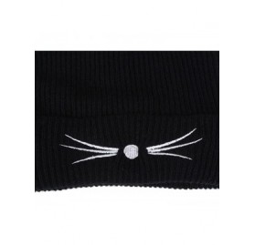 Skullies & Beanies Women Baggy Warm Hat Cat Ear Crochet Winter Wool hat Knit Ski Beanie Skull Slouchy Caps - Black - CN18LRX0...