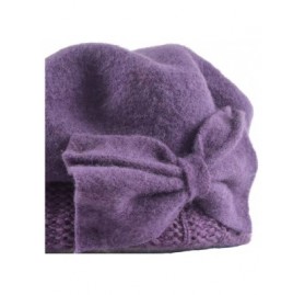 Berets Womens Beret 100% Wool French Beret Beanie Winter Hats Hy022 - Purple - CW18HLZL5TE $9.00
