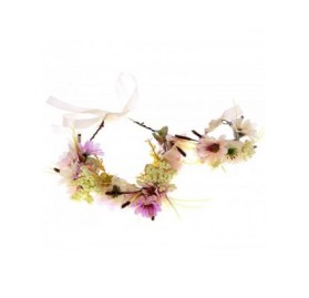 Headbands Women Flower Wreath Crown Floral Wedding Garland Headband Wrist Band Set - Beige - C412GKP1U45 $15.14