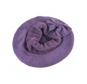 Berets Womens Beret 100% Wool French Beret Beanie Winter Hats Hy022 - Purple - CW18HLZL5TE $9.00