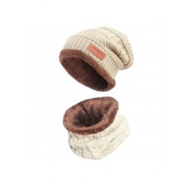 Skullies & Beanies Slouch Beanie Winter Hat Scarf Set for Women (Knit Hat- Neck Warmer) - 4 Beige - CW18XMEI4EN $8.68