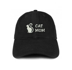 Baseball Caps Cat Mom Text Embroidered Unstructured Cotton Dad Hat - Black - CE18S744H75 $18.35