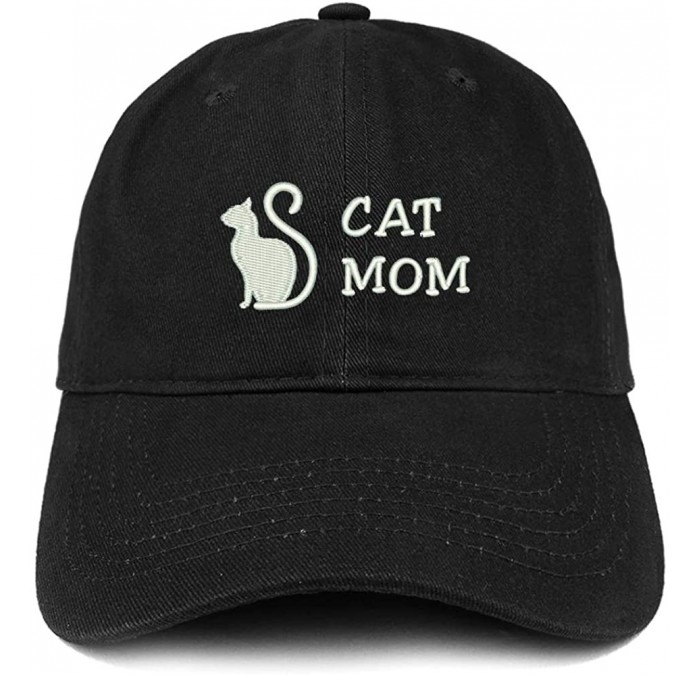 Baseball Caps Cat Mom Text Embroidered Unstructured Cotton Dad Hat - Black - CE18S744H75 $18.35