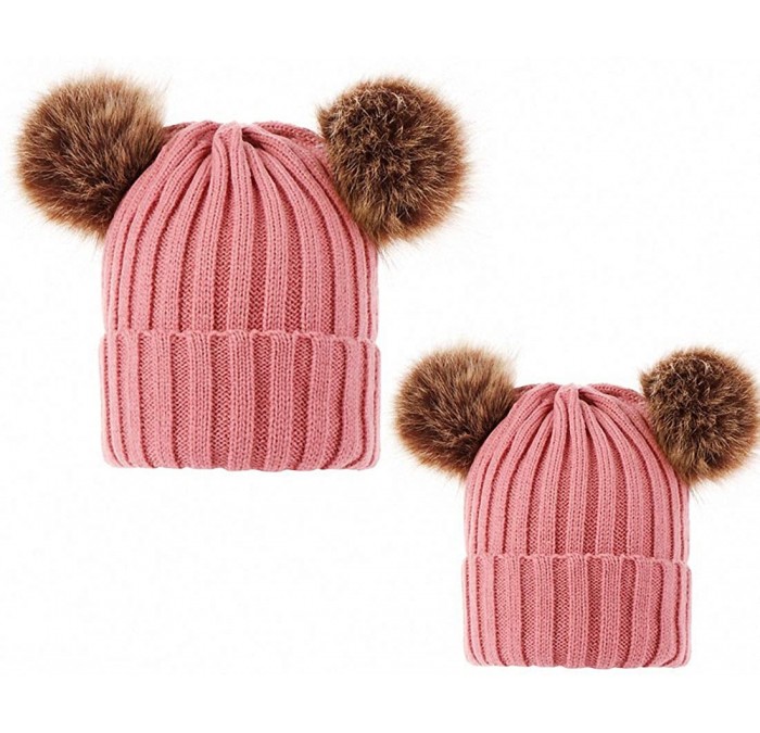 Skullies & Beanies 2PCS Mother&Baby Hat Parent-Child Hat Family Matching Cap Winter Warmer Knit Wool Beanie Ski Cap - D Pink ...