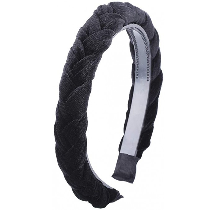 Headbands Wide Braided Velvet Hair Hoop Headband 3Cm Wide Plain Hairbands Hair Accessories Women's Winter Hairbands - Black -...