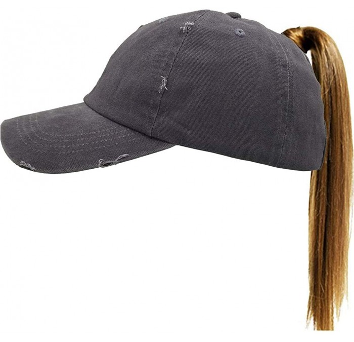 Baseball Caps Washed Ponytail Hats Pony Tail Caps Baseball for Women - Gray - CG18IISEMA7 $11.15