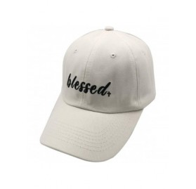 Baseball Caps Women's Embroidered Blessed Adjustable Distressed Dad Hat Faith Thankful Baseball Cap - White - CQ18USQMIO0 $14.44
